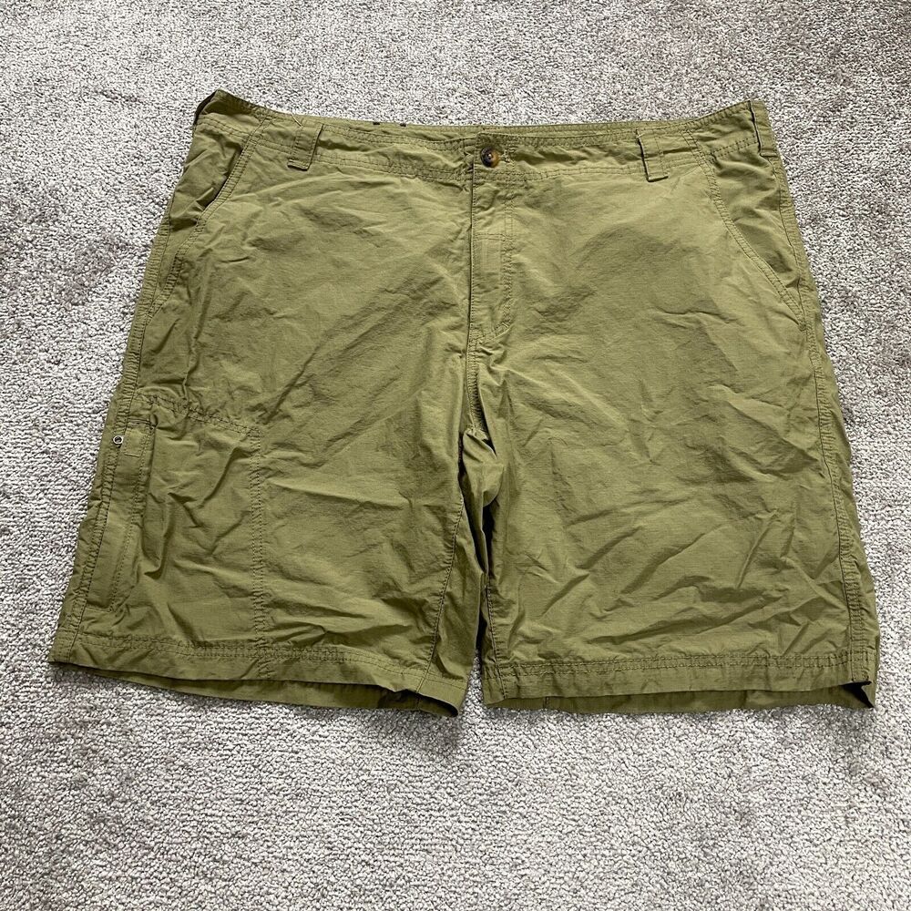 Columbia Sportswear Chino Shorts Mens 42 Regular Green Zip Pocket Cotton Outdoor